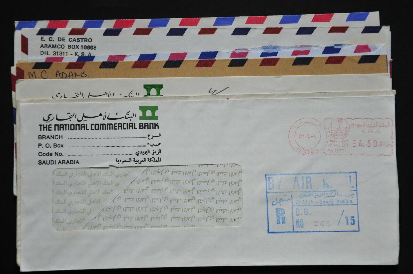 Meter Covers From Yr 1990-93 - 10 Saudi Arabia Reg'd Covers To Singapore (lm529)
