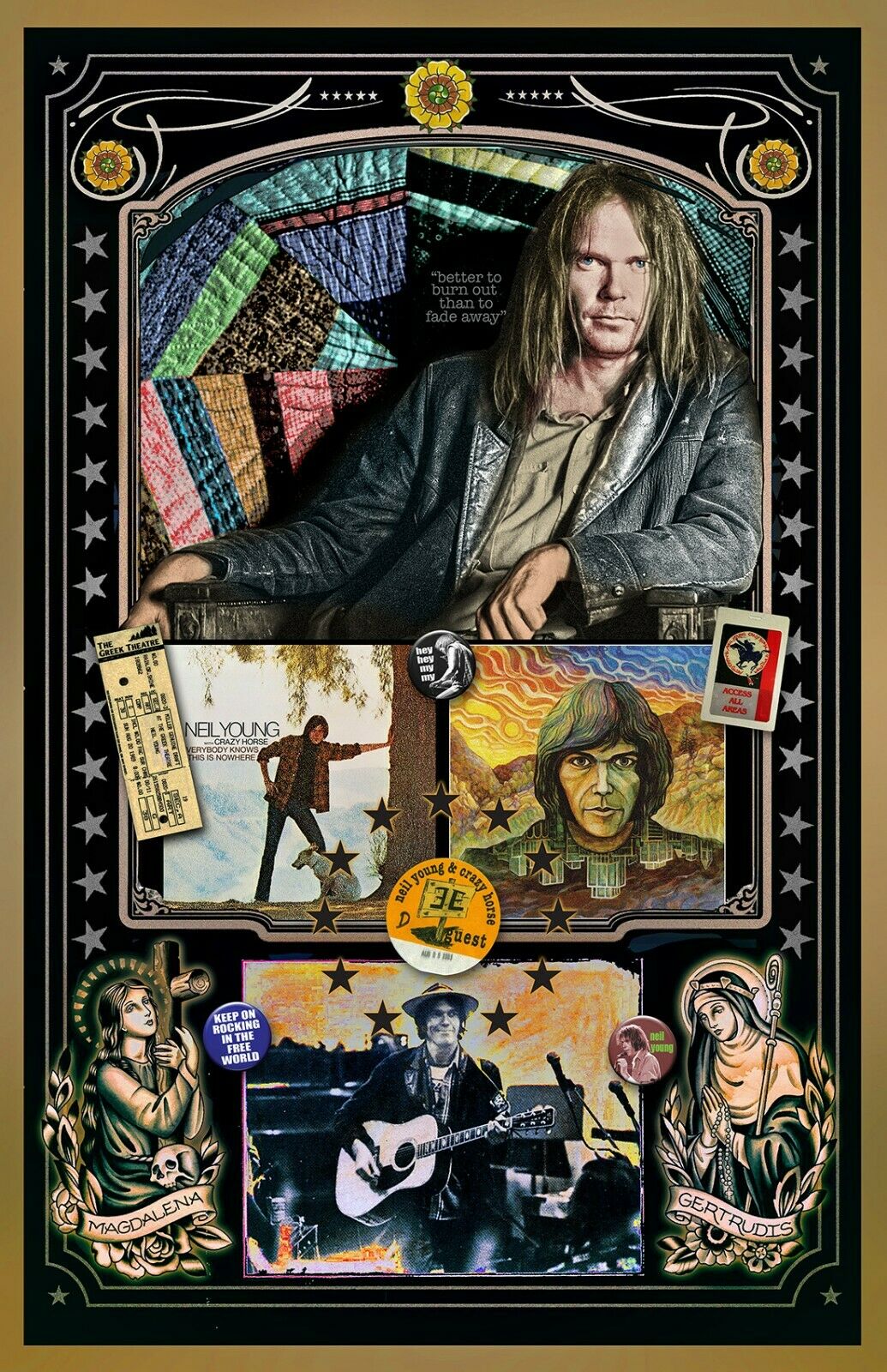 Neil Young Tribute Poster - 11x17" Vivid Colors