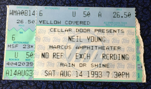 Neil Young Soundgarden Blind Melon Concert Ticket Stub 8-14-93