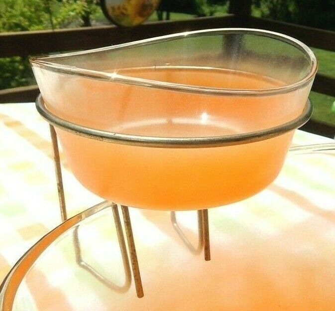 Vintage 50's Dip Bowl With Bracket - Citrus Orange - Unusual Shape - Blendo?