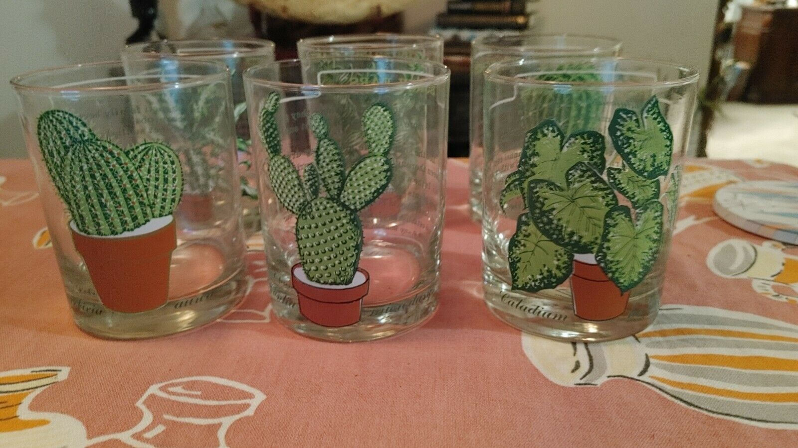 Vintage Mid Century Georges Briard Old Fashioned Glasses House Plants Set Of 6