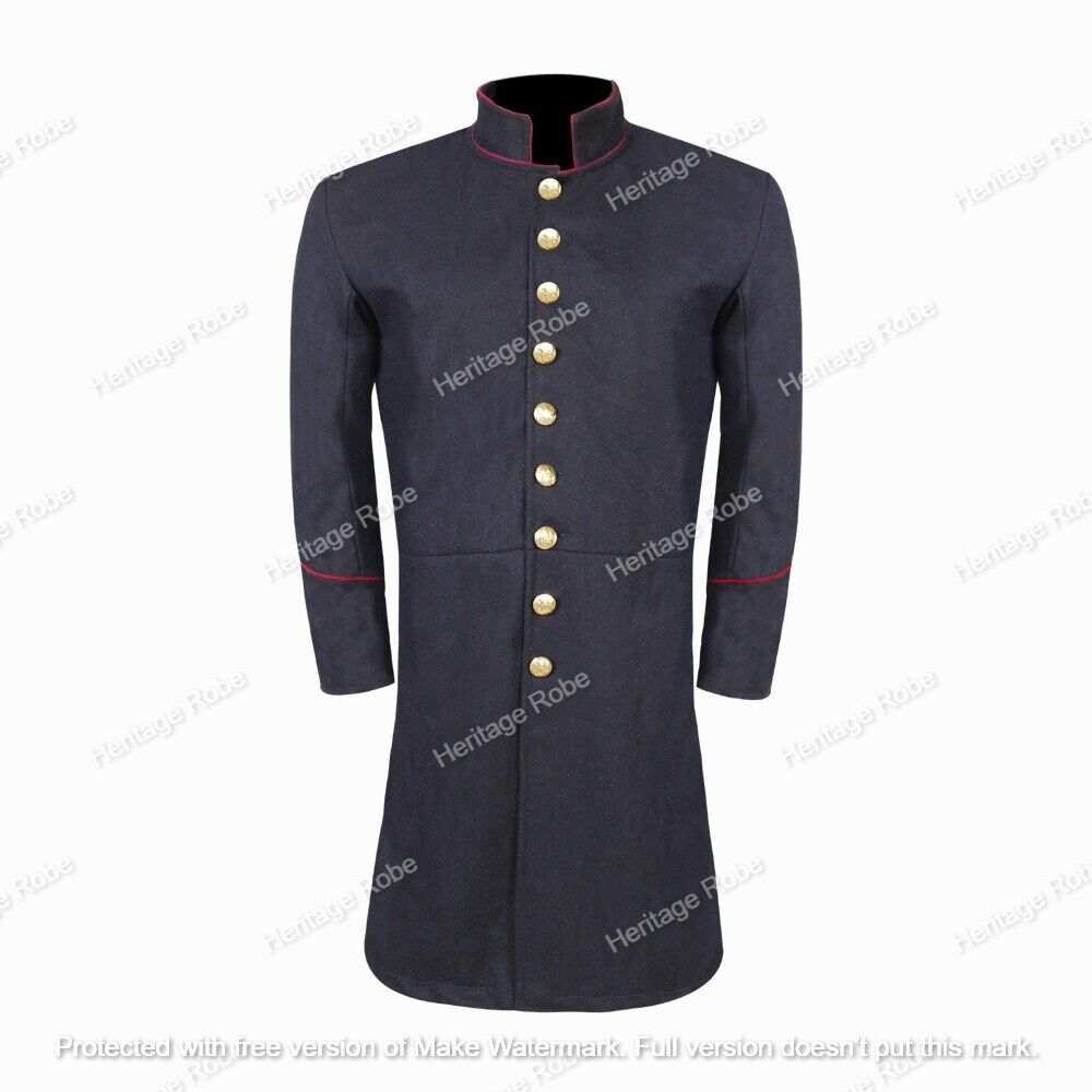 Civil War Union Junior Officer Navy Blue Frock Coat With Color Piping Trim